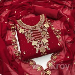 Georgette Embroidery Four Piece (Semi Stitched)